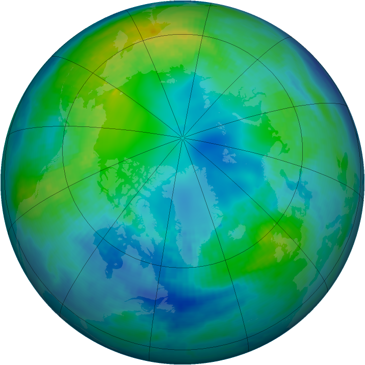 Arctic ozone map for 29 October 2000